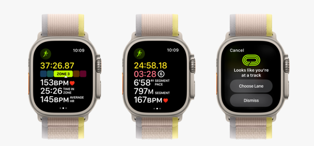 apple watch ultra heart zone, running form and track detection