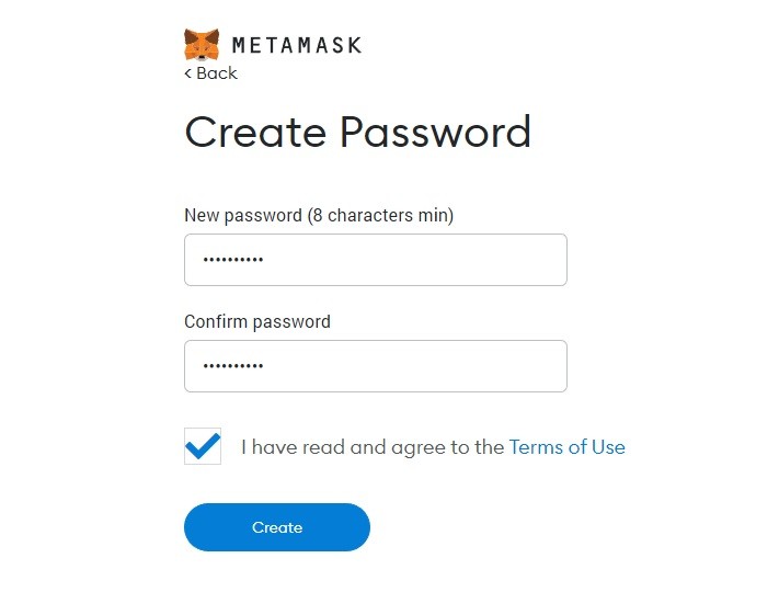 create password for metamask