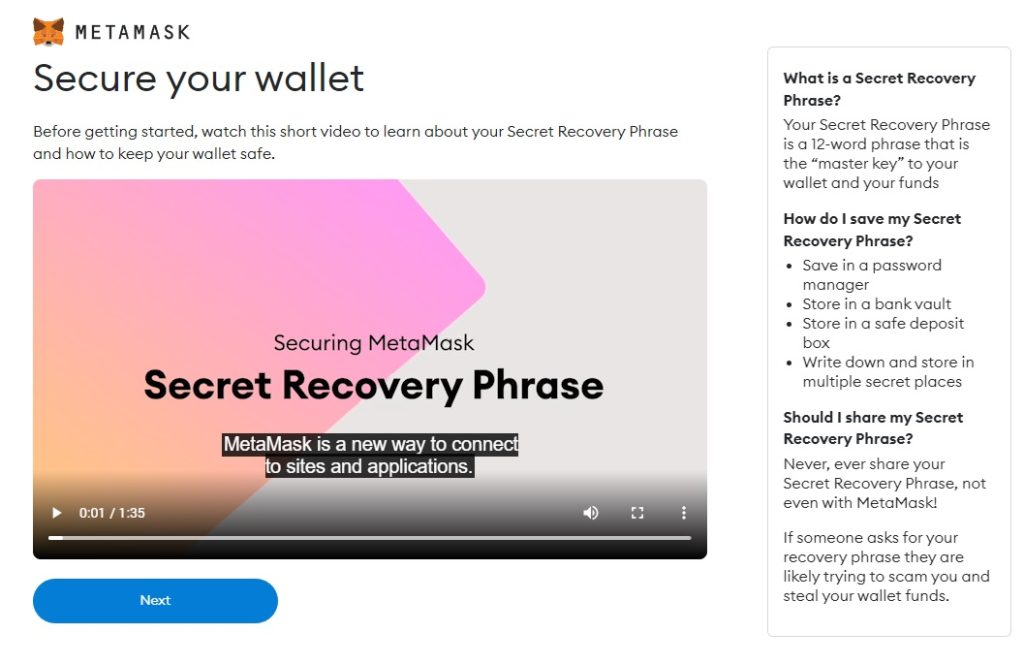 secret recovery phrase for metamask