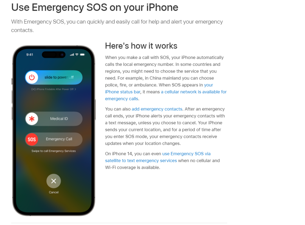 SOS on your iphone