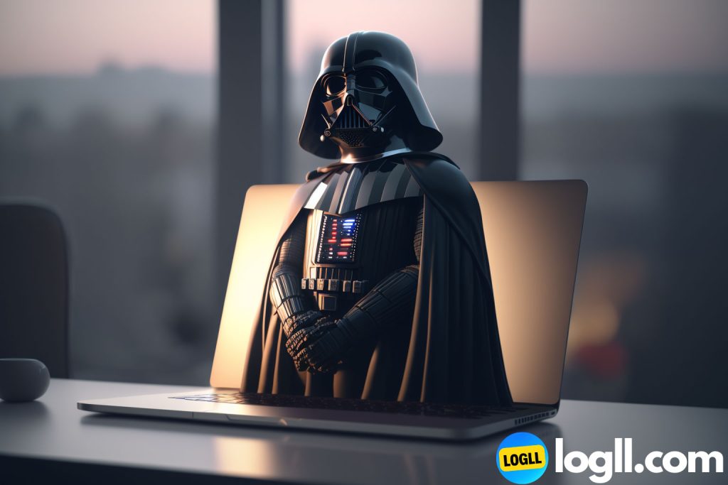Darth Vader hologram with Apple MacBook Pro