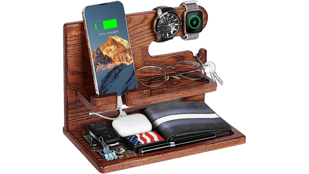 Practical and Stylish: Funistree Gifts for Men Dad, an Ash Wood Phone Docking Station for Father's Day and More