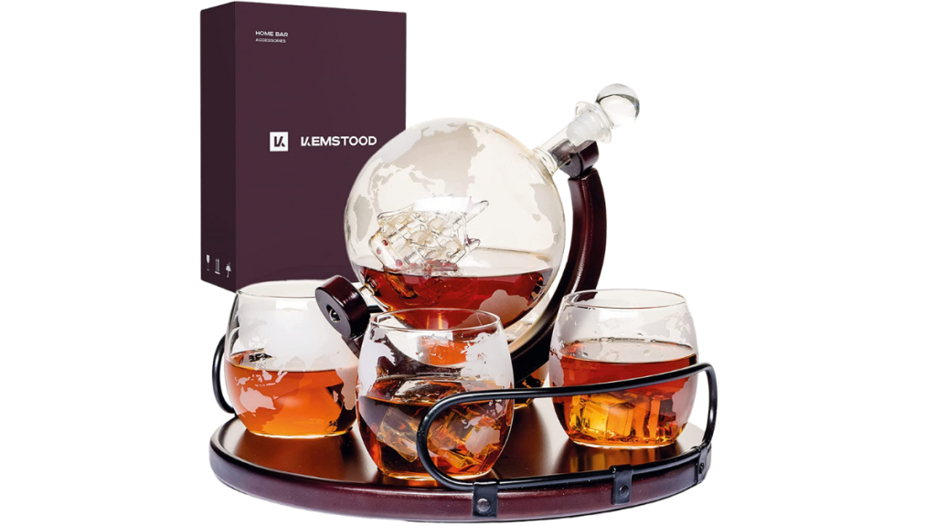 Kemstood Globe Whiskey Decanter Set: Exquisite Craftsmanship and Dignified Drinking Experience