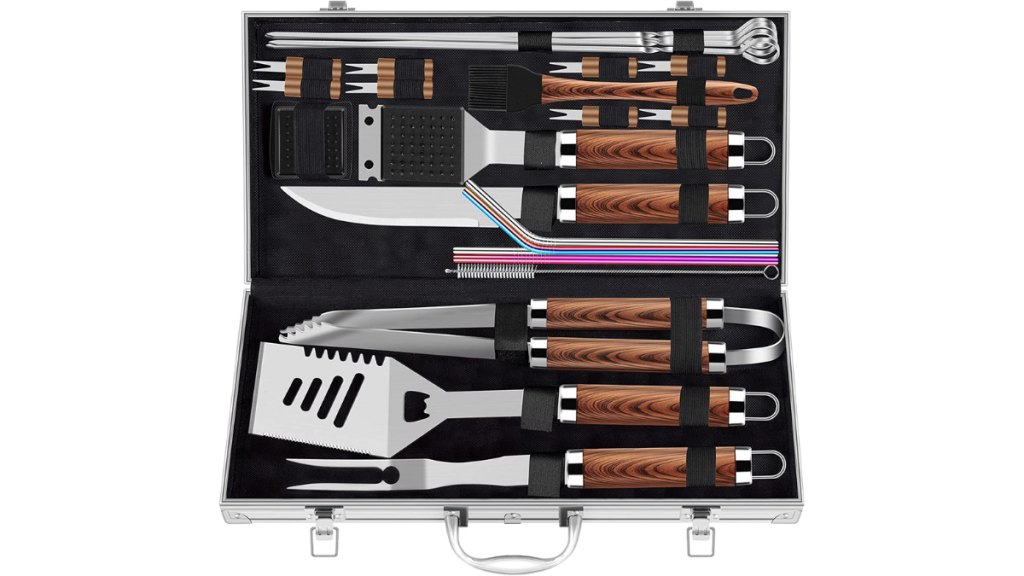 ROMANTICIST 25pcs Extra Thick Stainless Steel Grill Tool Set: The Ultimate BBQ Gift Set for Grill Masters